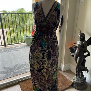 ECI New York maxi halter dress. Novelty batik print. SZ 14